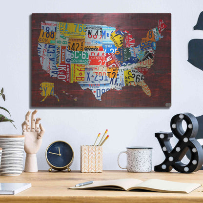 Luxe Metal Art 'USA Map Edition 15' by Design Turnpike, Metal Wall Art,16x12