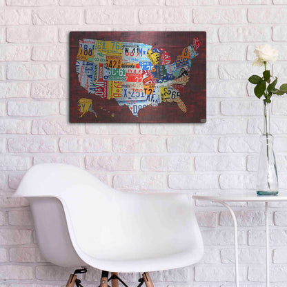 Luxe Metal Art 'USA Map Edition 15' by Design Turnpike, Metal Wall Art,24x16