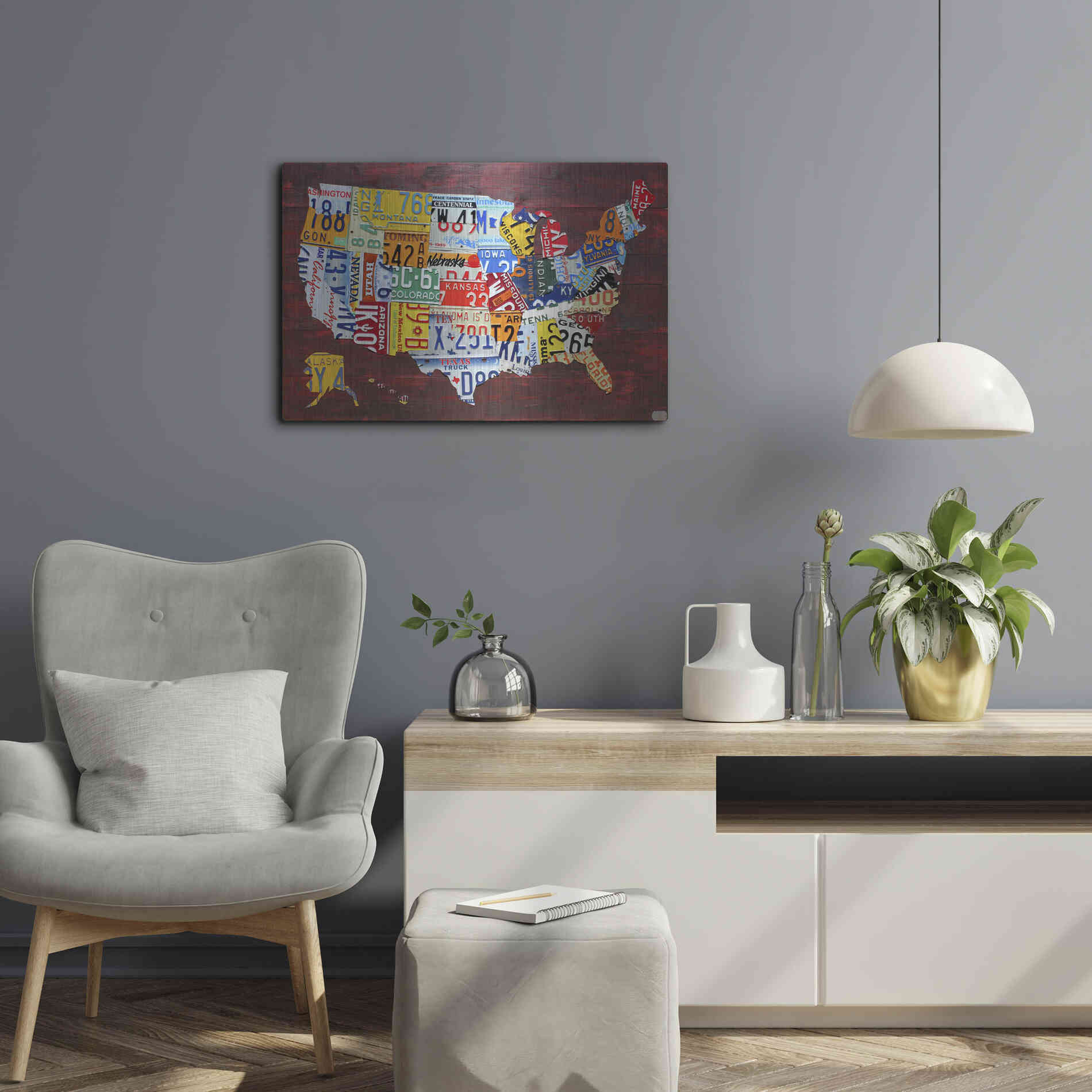Luxe Metal Art 'USA Map Edition 15' by Design Turnpike, Metal Wall Art,24x16