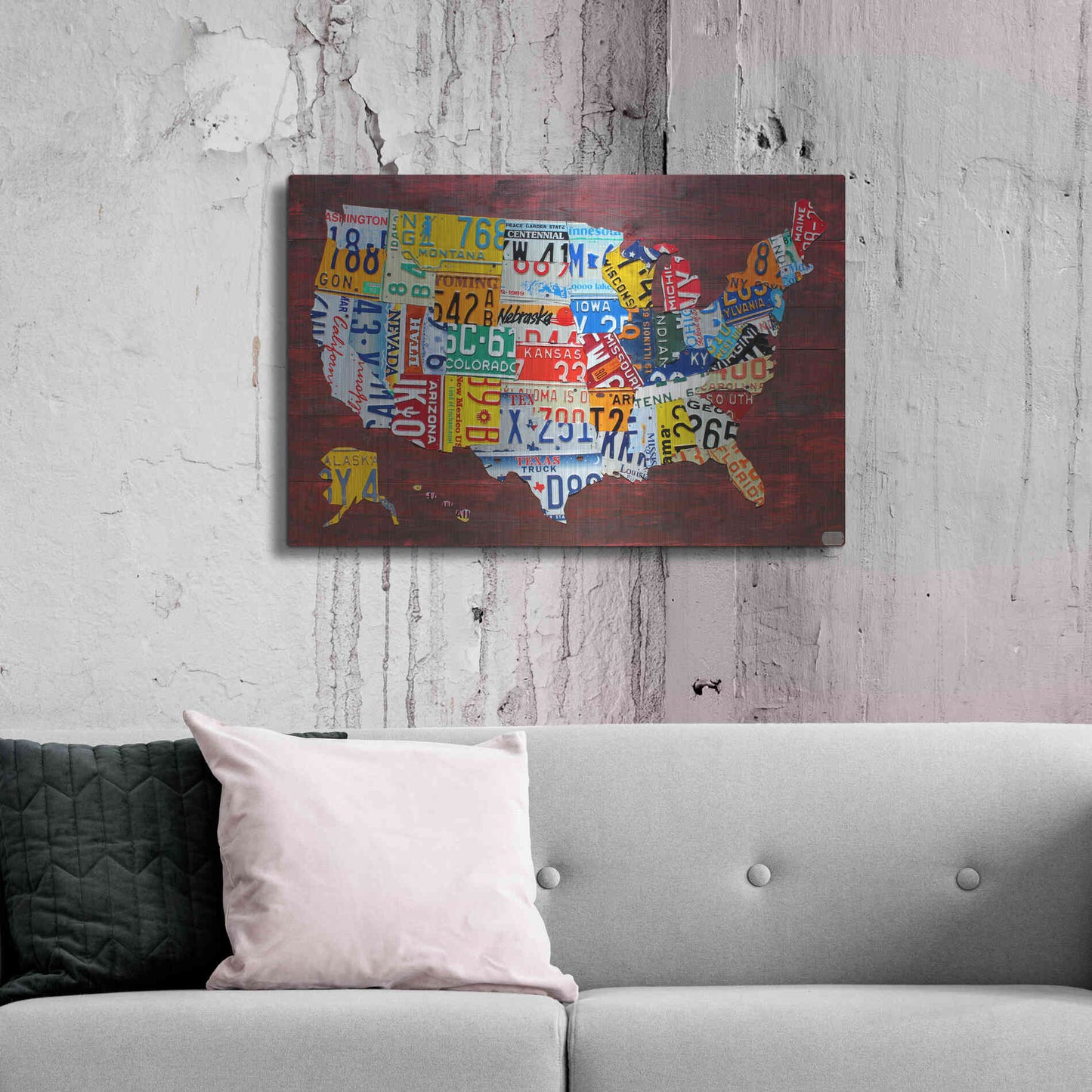 Luxe Metal Art 'USA Map Edition 15' by Design Turnpike, Metal Wall Art,36x24