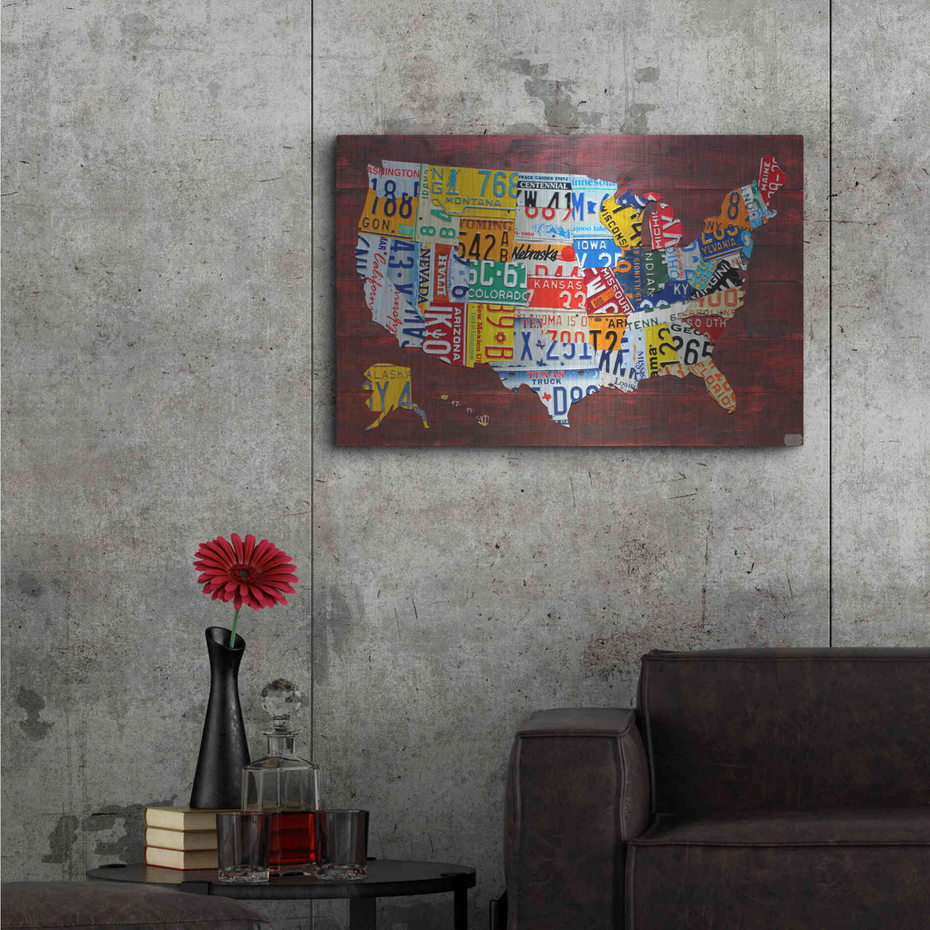 Luxe Metal Art 'USA Map Edition 15' by Design Turnpike, Metal Wall Art,36x24