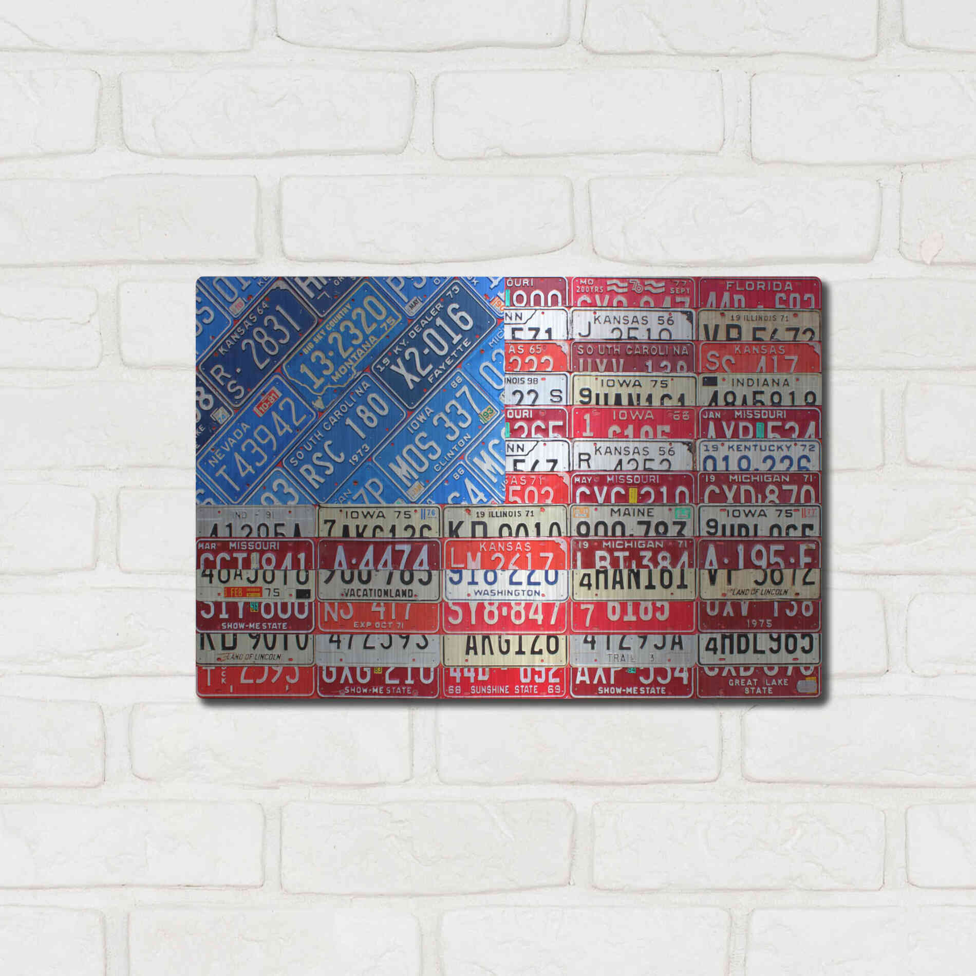 Luxe Metal Art 'USA Flag' by Design Turnpike, Metal Wall Art,16x12