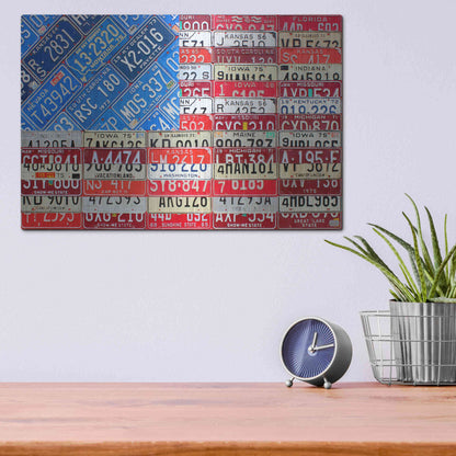 Luxe Metal Art 'USA Flag' by Design Turnpike, Metal Wall Art,16x12