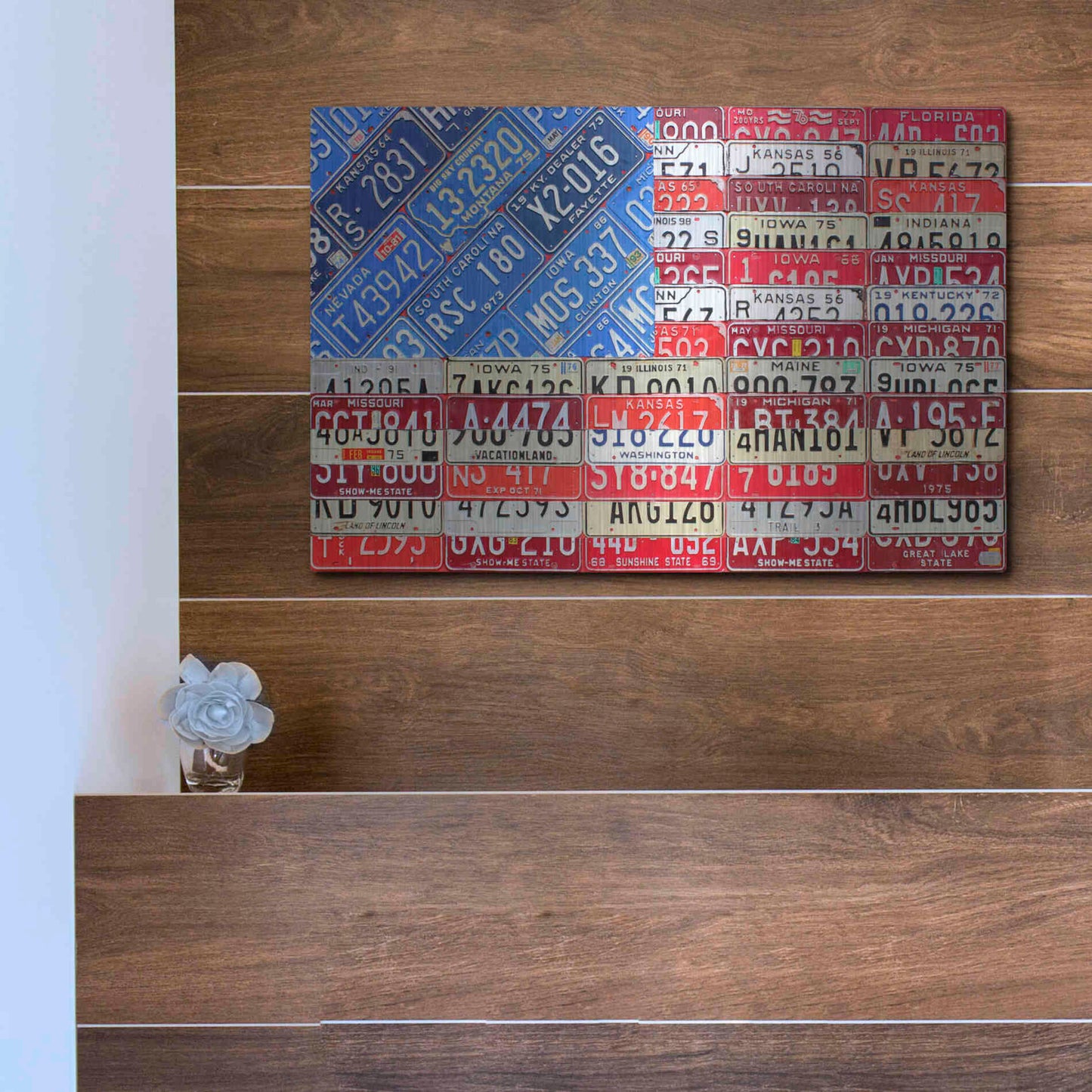 Luxe Metal Art 'USA Flag' by Design Turnpike, Metal Wall Art,16x12