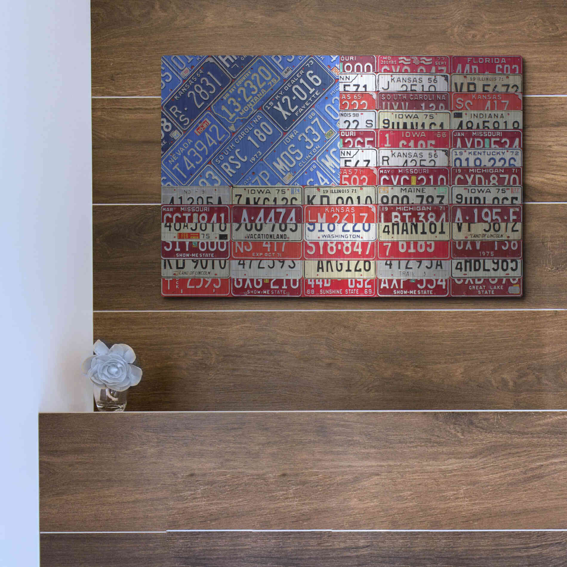 Luxe Metal Art 'USA Flag' by Design Turnpike, Metal Wall Art,16x12