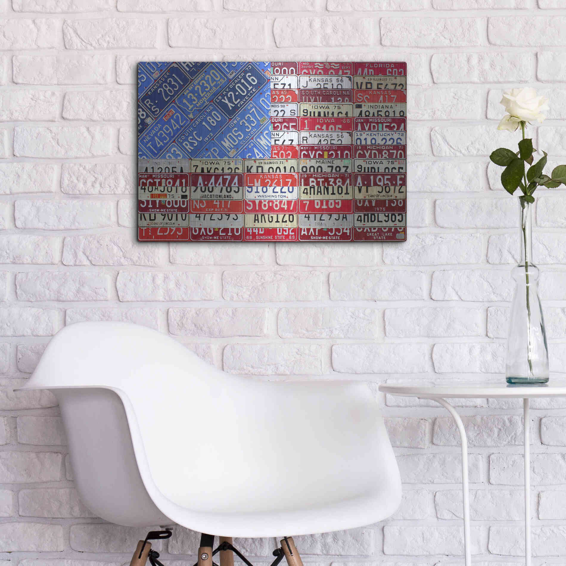 Luxe Metal Art 'USA Flag' by Design Turnpike, Metal Wall Art,24x16