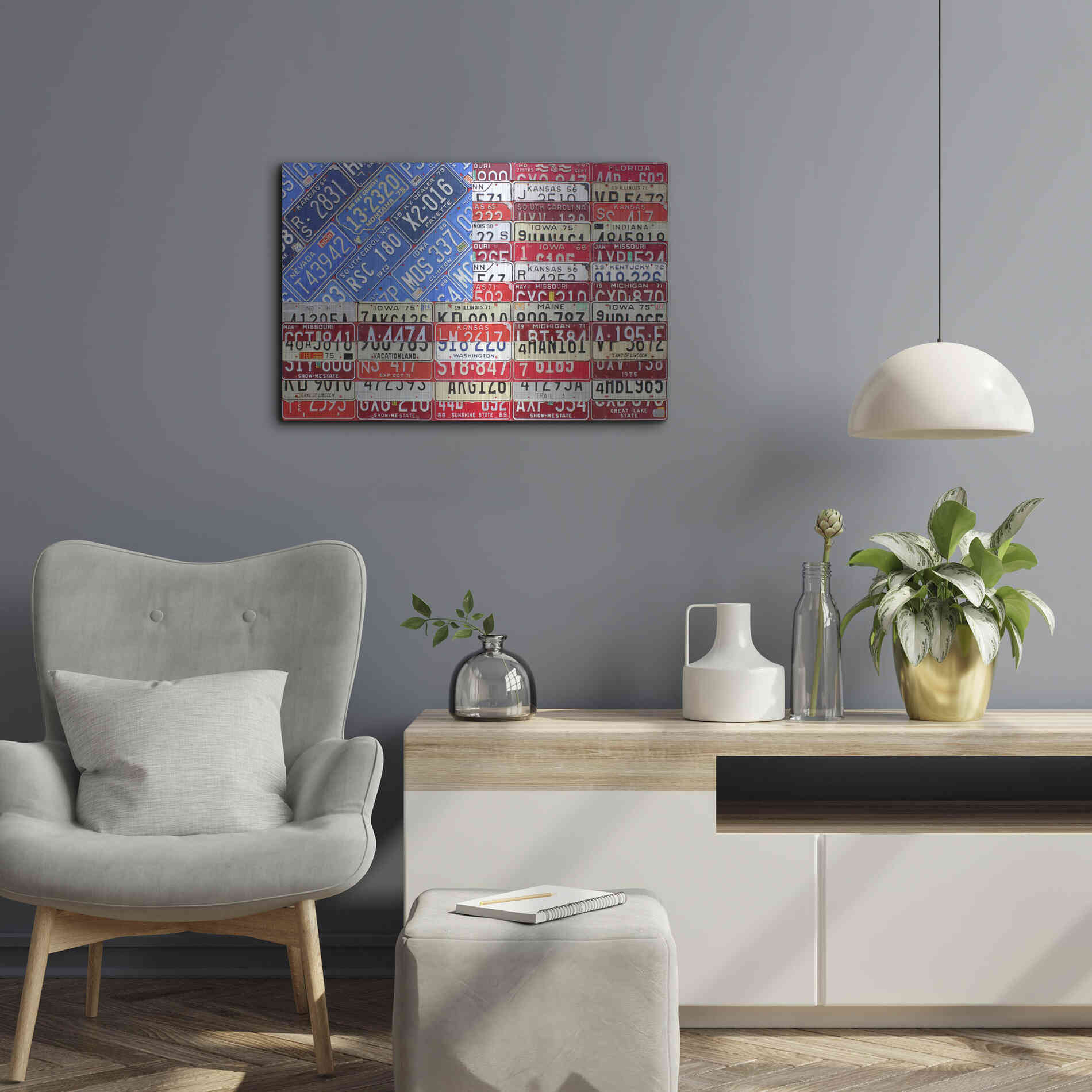 Luxe Metal Art 'USA Flag' by Design Turnpike, Metal Wall Art,24x16