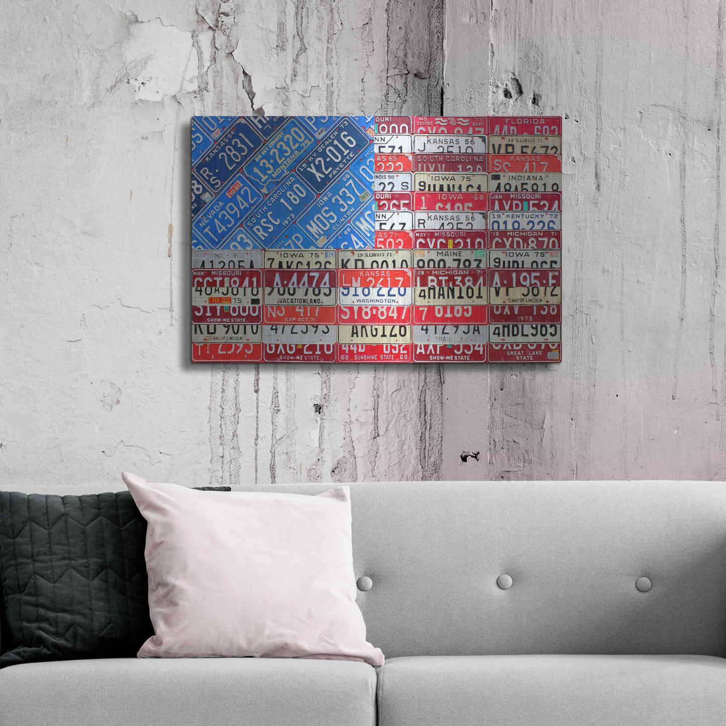 Luxe Metal Art 'USA Flag' by Design Turnpike, Metal Wall Art,36x24