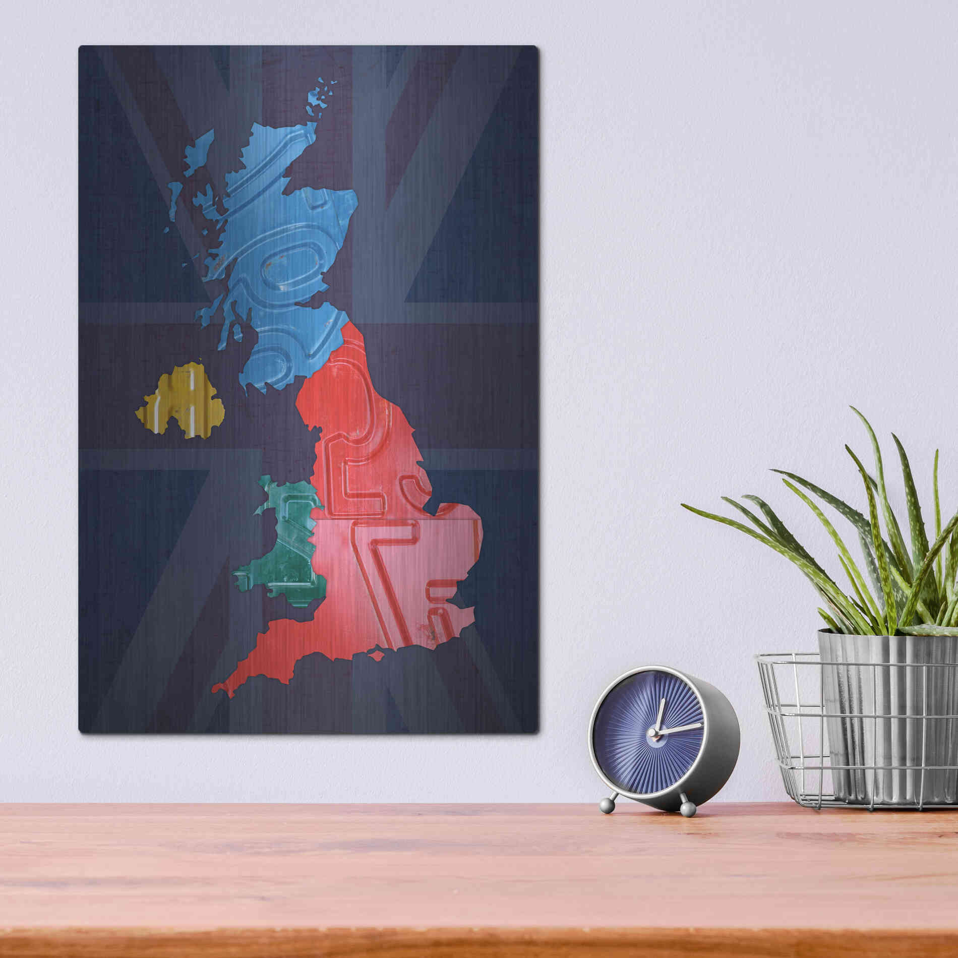 Luxe Metal Art 'UK Map' by Design Turnpike, Metal Wall Art,12x16