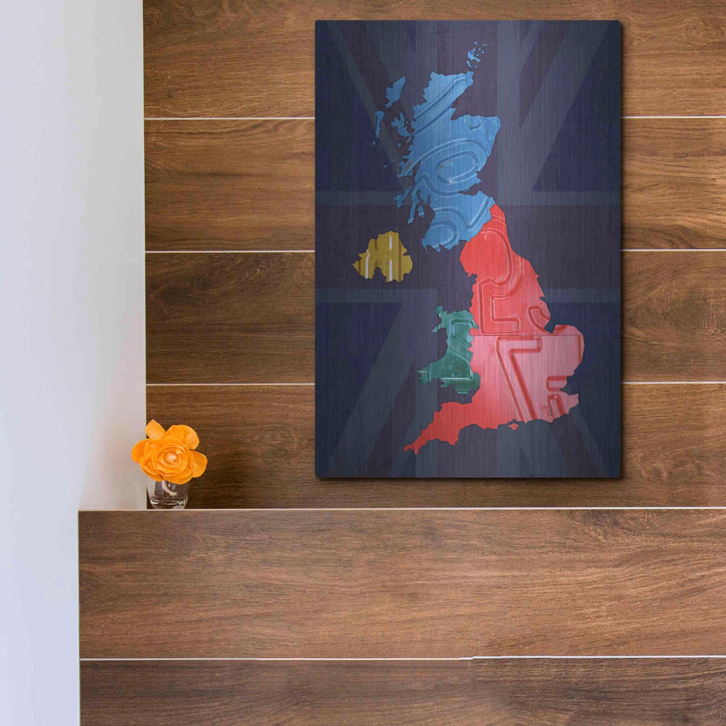 Luxe Metal Art 'UK Map' by Design Turnpike, Metal Wall Art,12x16