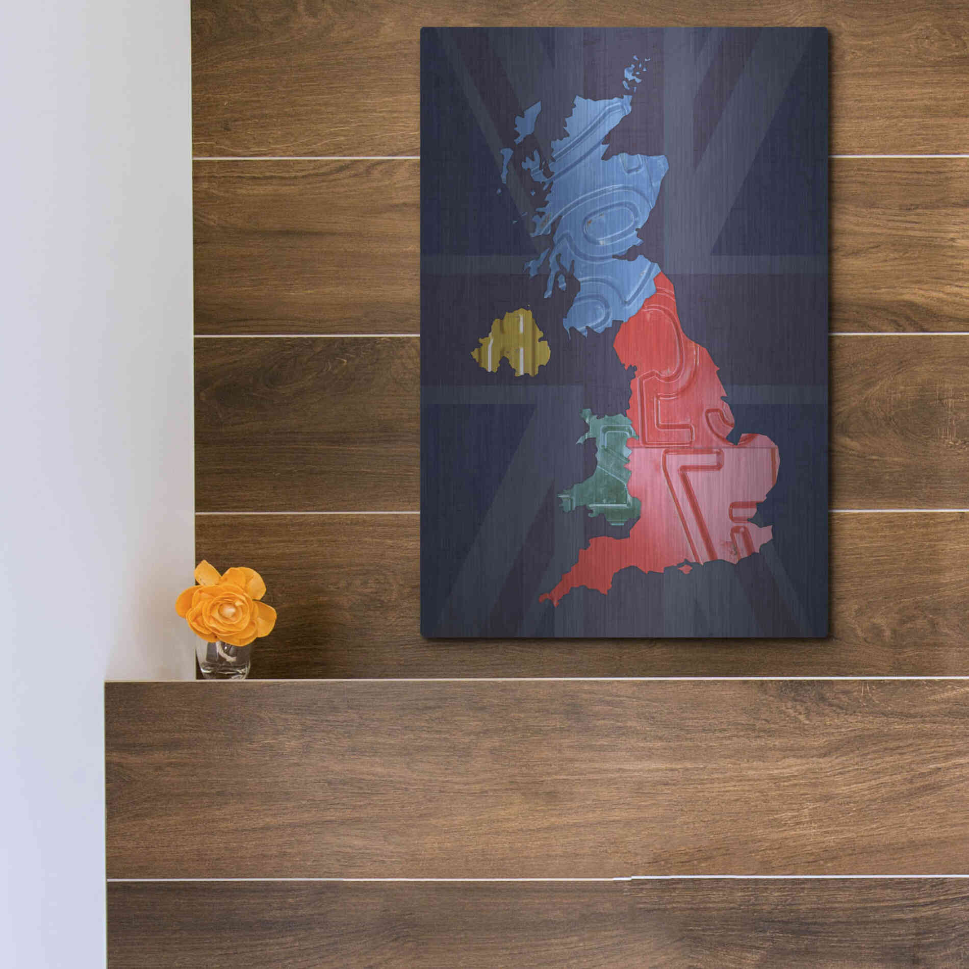 Luxe Metal Art 'UK Map' by Design Turnpike, Metal Wall Art,12x16