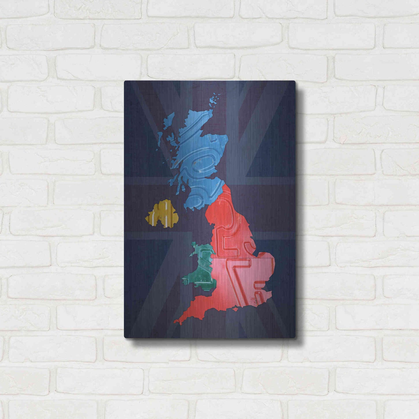 Luxe Metal Art 'UK Map' by Design Turnpike, Metal Wall Art,16x24
