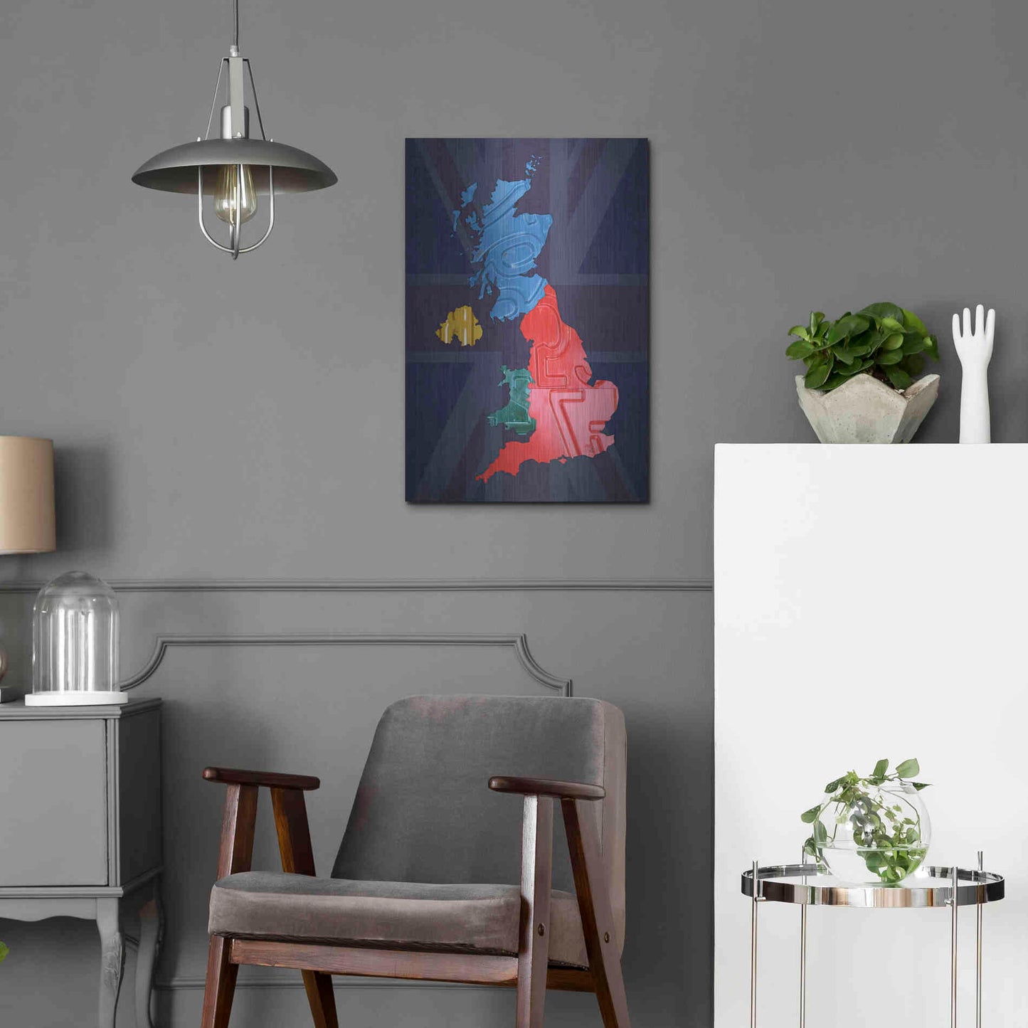 Luxe Metal Art 'UK Map' by Design Turnpike, Metal Wall Art,16x24