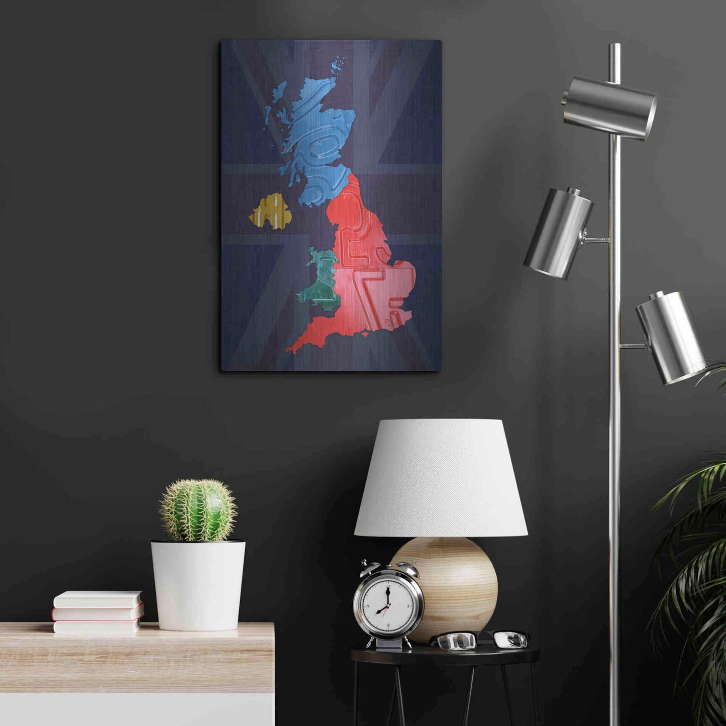 Luxe Metal Art 'UK Map' by Design Turnpike, Metal Wall Art,16x24