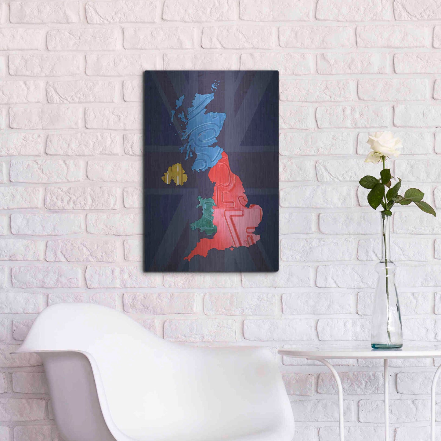 Luxe Metal Art 'UK Map' by Design Turnpike, Metal Wall Art,16x24