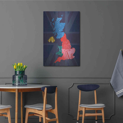 Luxe Metal Art 'UK Map' by Design Turnpike, Metal Wall Art,24x36