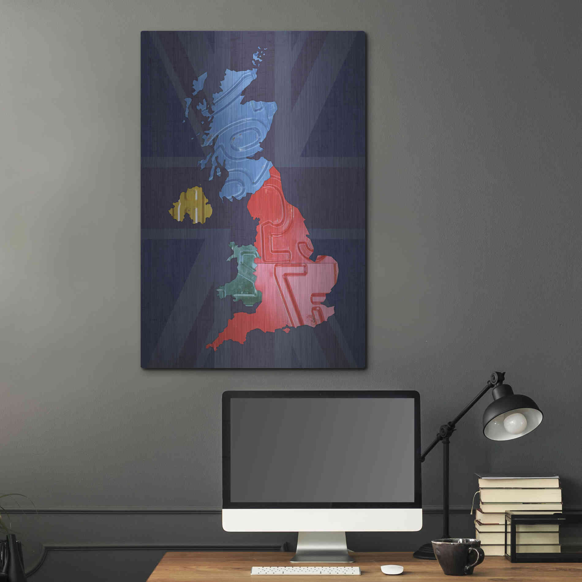 Luxe Metal Art 'UK Map' by Design Turnpike, Metal Wall Art,24x36