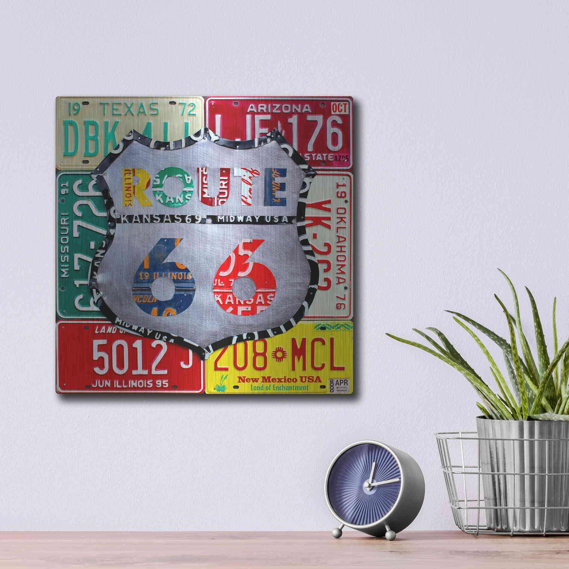 Luxe Metal Art 'Route 66 Edition 3' by Design Turnpike, Metal Wall Art,12x12