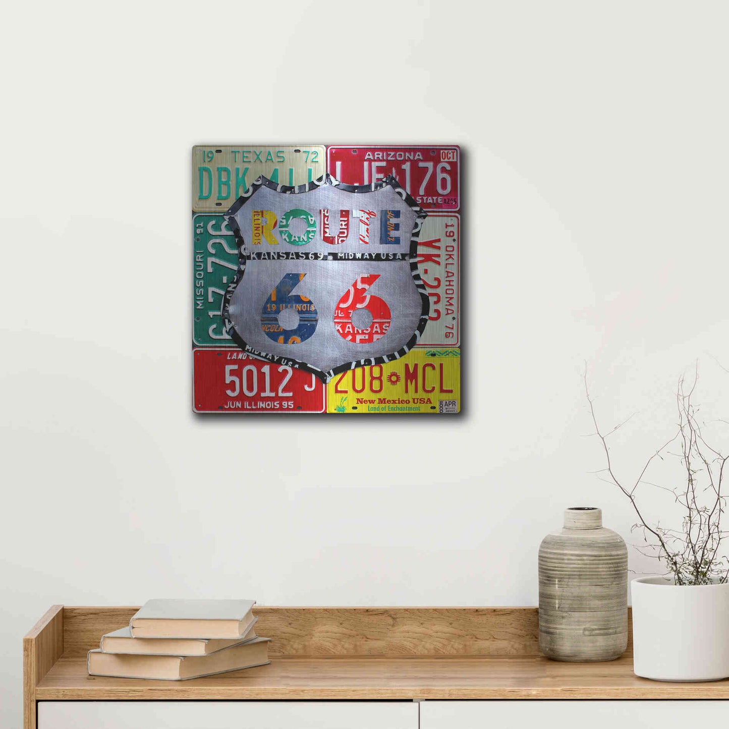 Luxe Metal Art 'Route 66 Edition 3' by Design Turnpike, Metal Wall Art,12x12