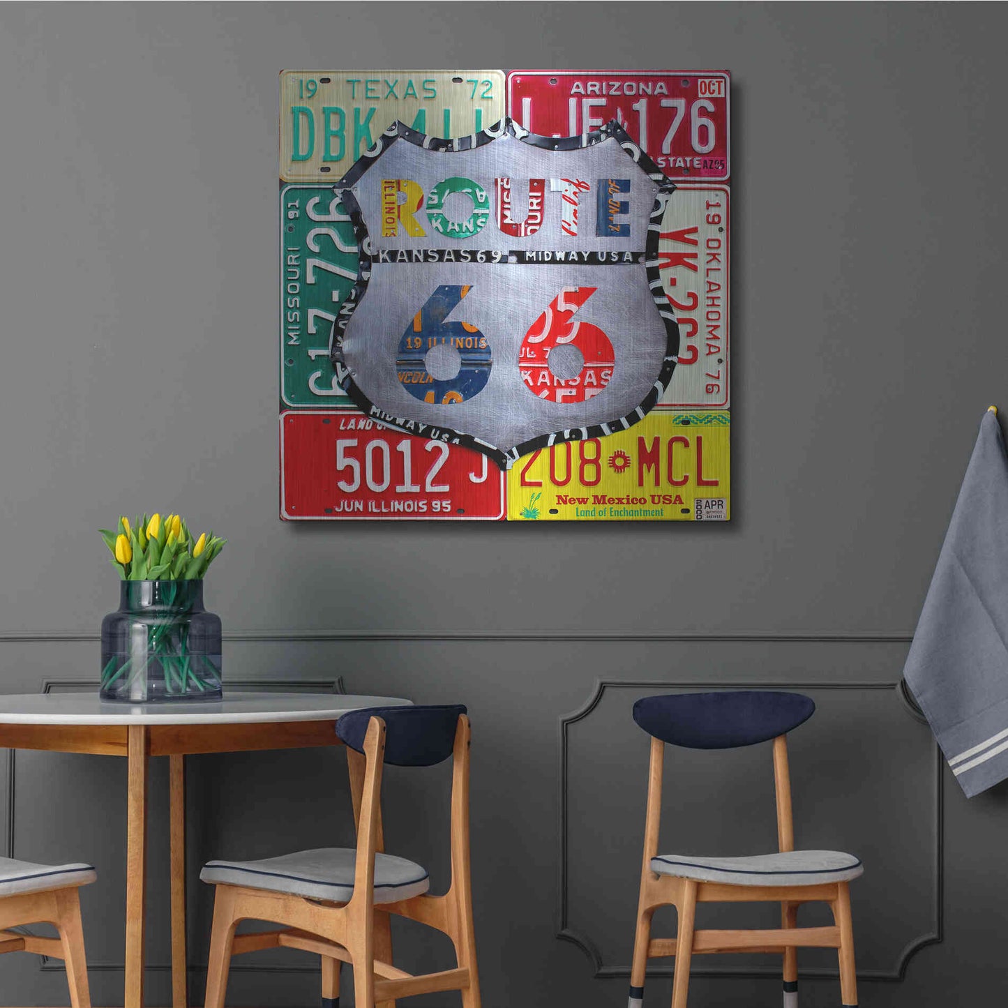 Luxe Metal Art 'Route 66 Edition 3' by Design Turnpike, Metal Wall Art,36x36