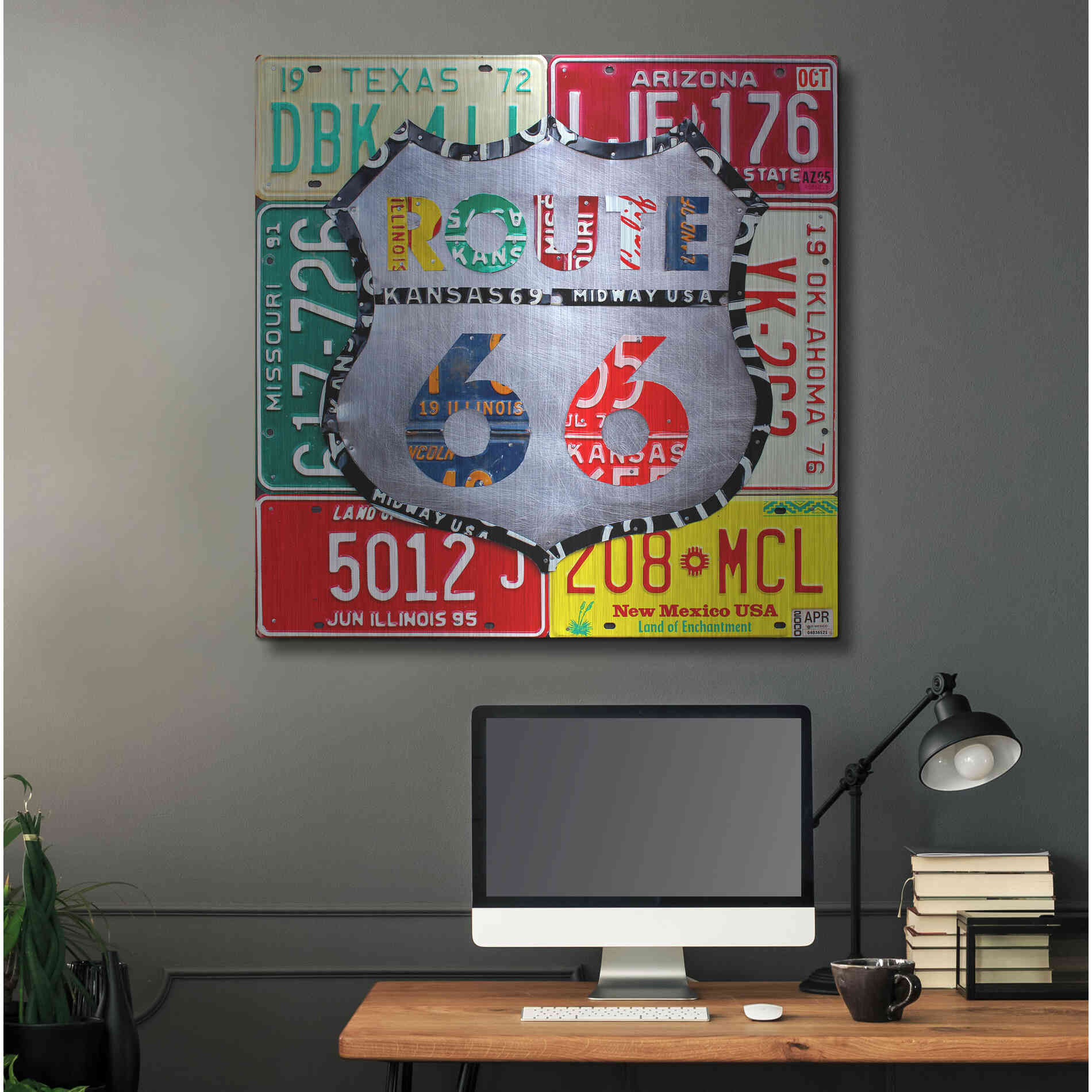 Luxe Metal Art 'Route 66 Edition 3' by Design Turnpike, Metal Wall Art,36x36