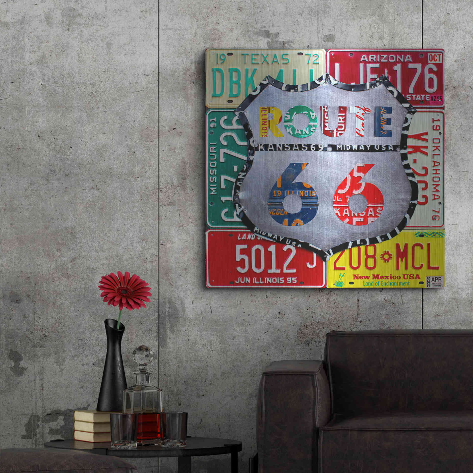 Luxe Metal Art 'Route 66 Edition 3' by Design Turnpike, Metal Wall Art,36x36