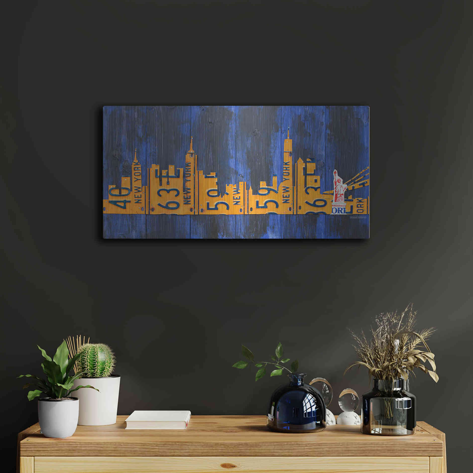Luxe Metal Art 'Nyc Extended Version License Plate Art' by Design Turnpike, Metal Wall Art,24x12