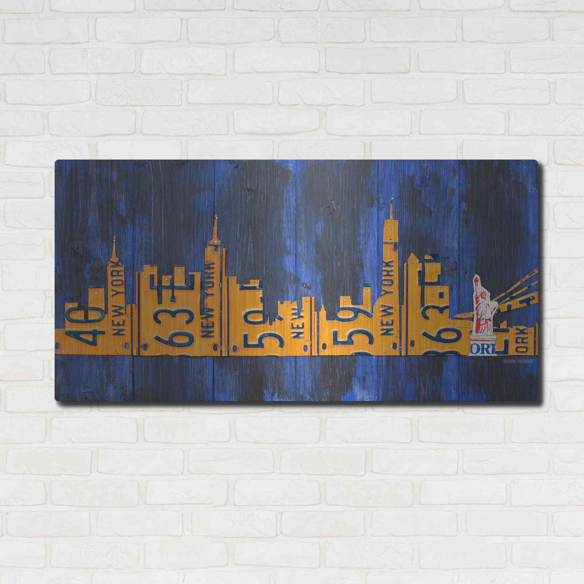 Luxe Metal Art 'Nyc Extended Version License Plate Art' by Design Turnpike, Metal Wall Art,48x24