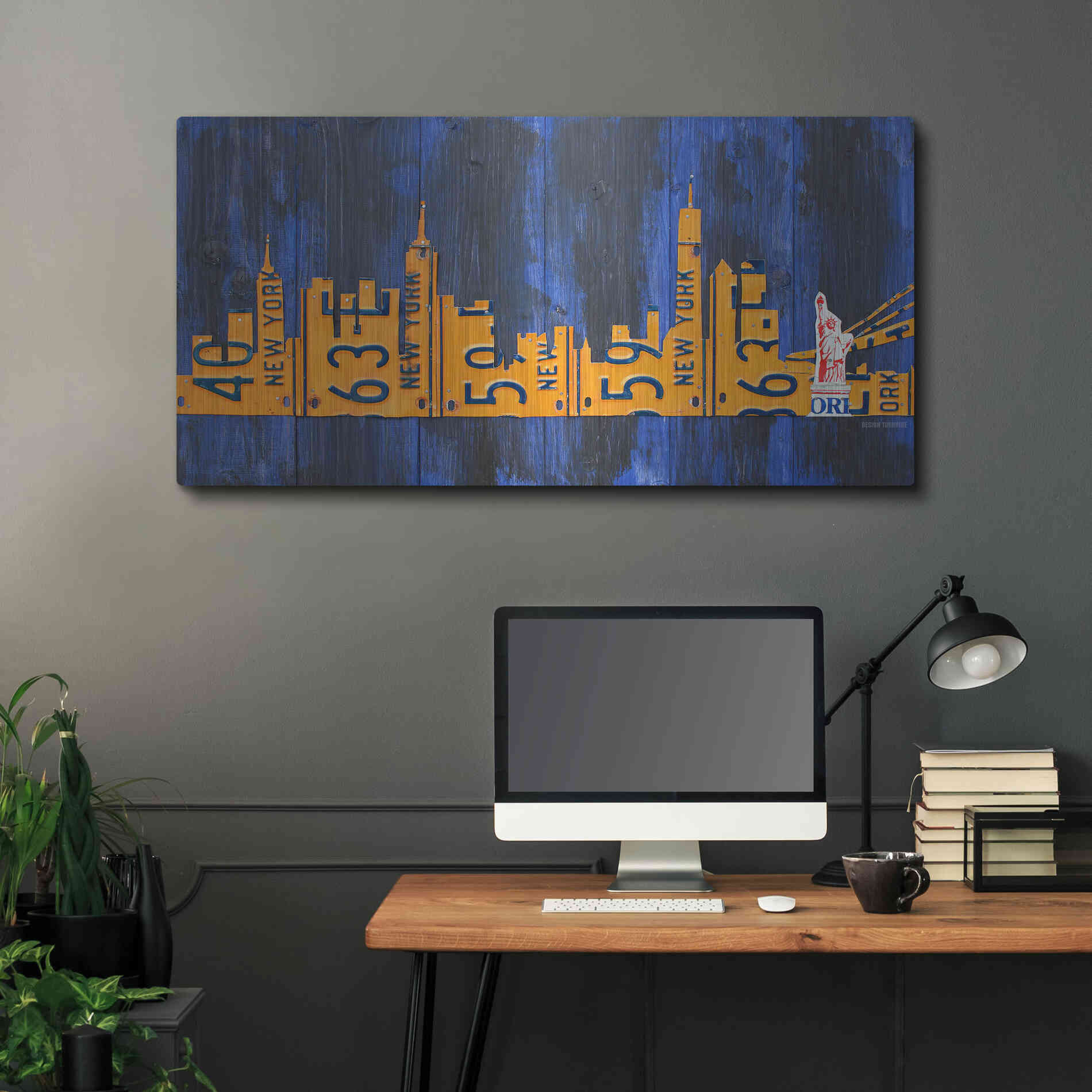 Luxe Metal Art 'Nyc Extended Version License Plate Art' by Design Turnpike, Metal Wall Art,48x24