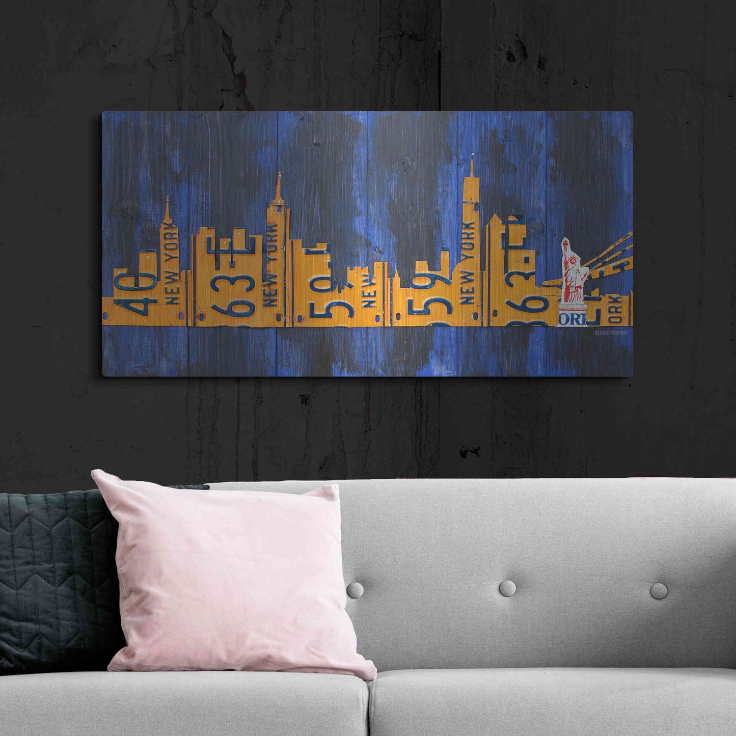 Luxe Metal Art 'Nyc Extended Version License Plate Art' by Design Turnpike, Metal Wall Art,48x24