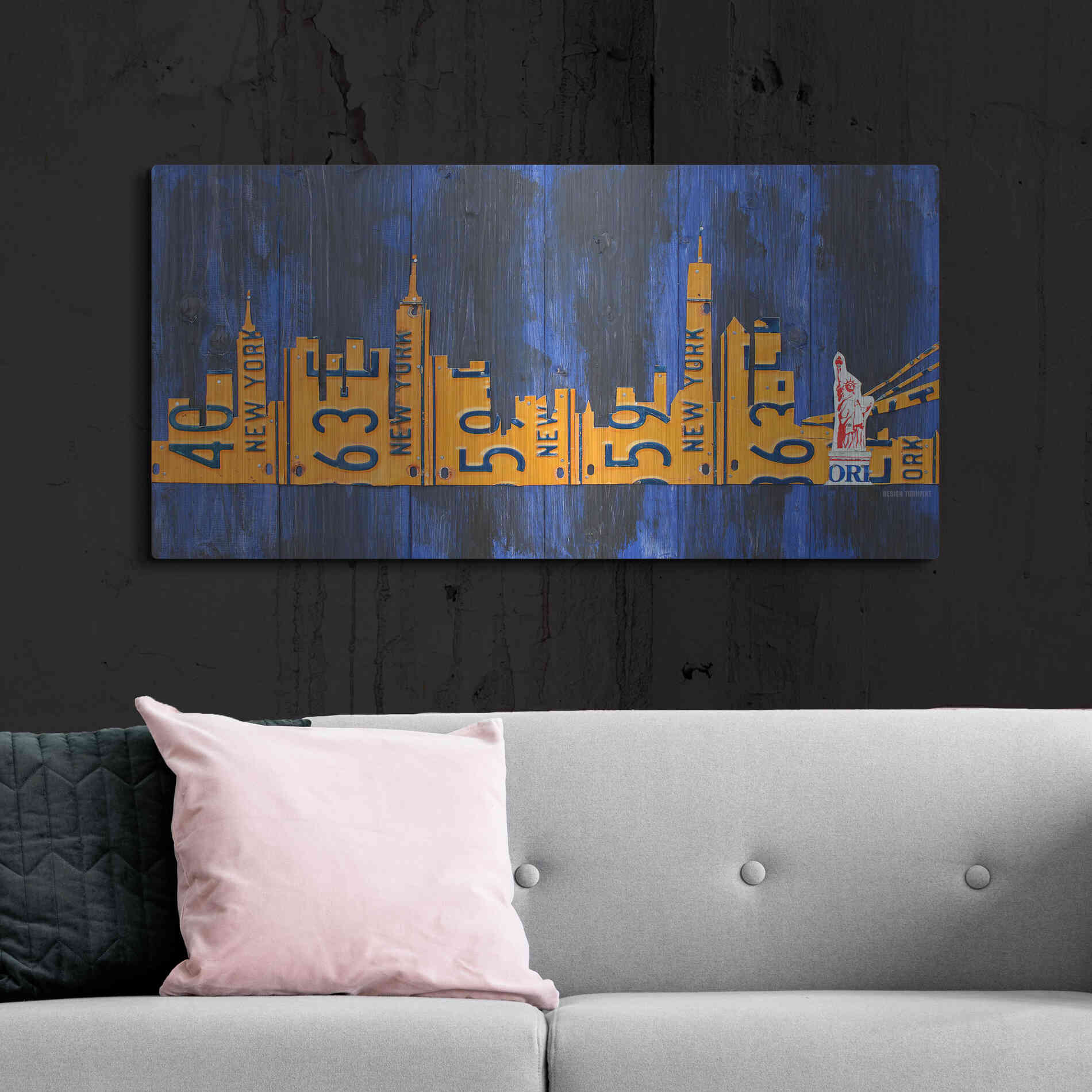 Luxe Metal Art 'Nyc Extended Version License Plate Art' by Design Turnpike, Metal Wall Art,48x24