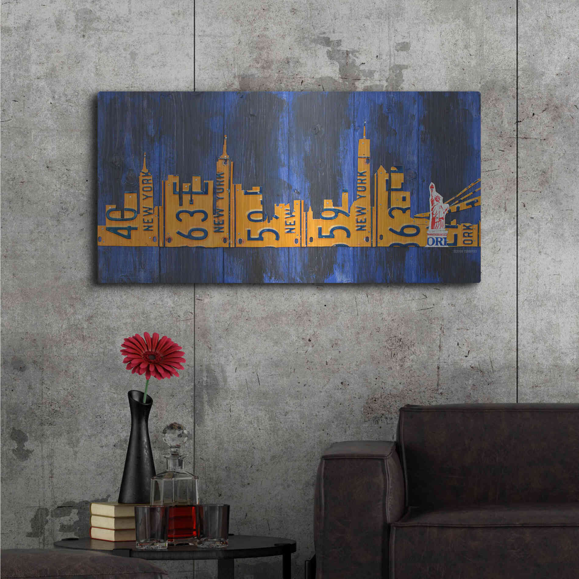 Luxe Metal Art 'Nyc Extended Version License Plate Art' by Design Turnpike, Metal Wall Art,48x24