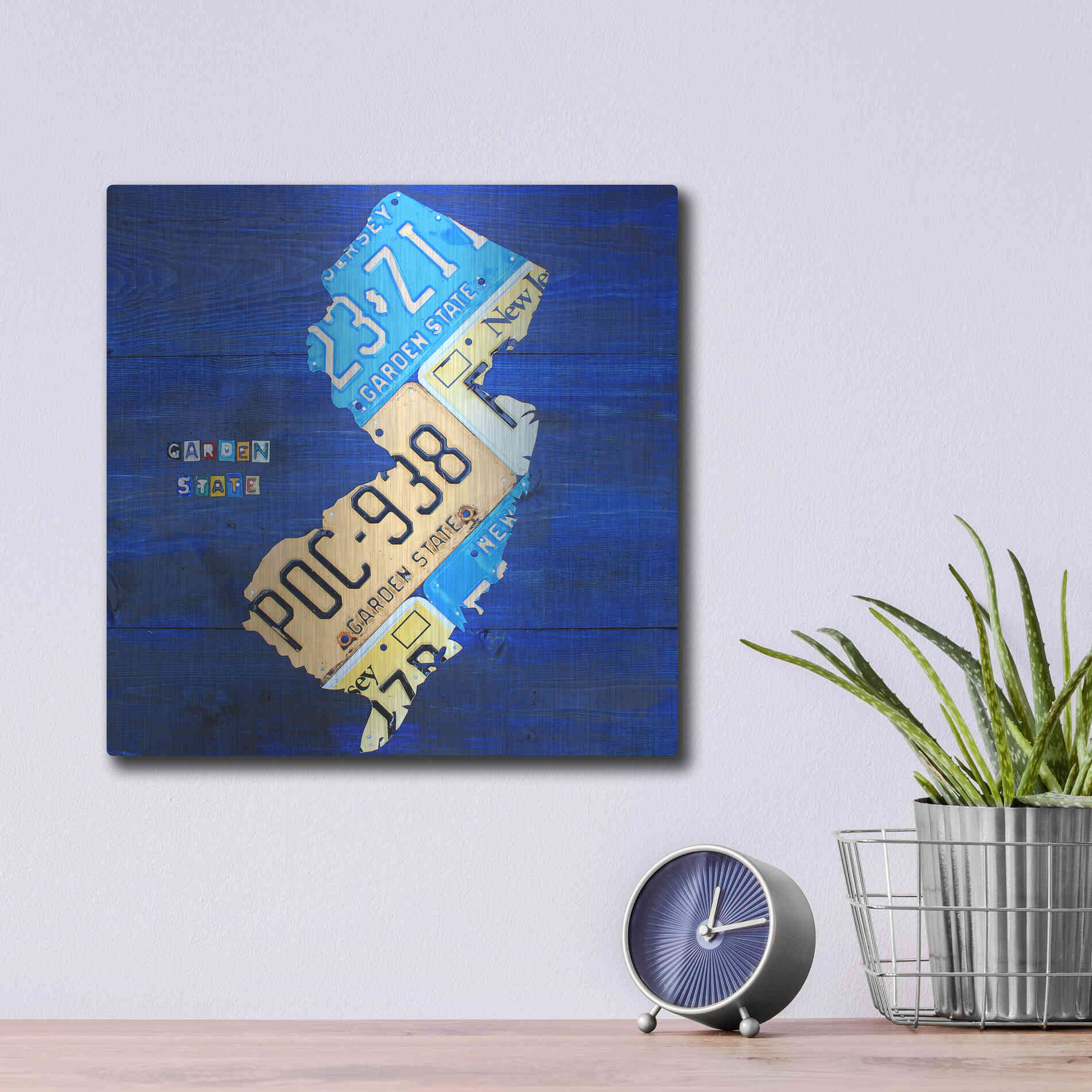 Luxe Metal Art 'New Jersey' by Design Turnpike, Metal Wall Art,12x12