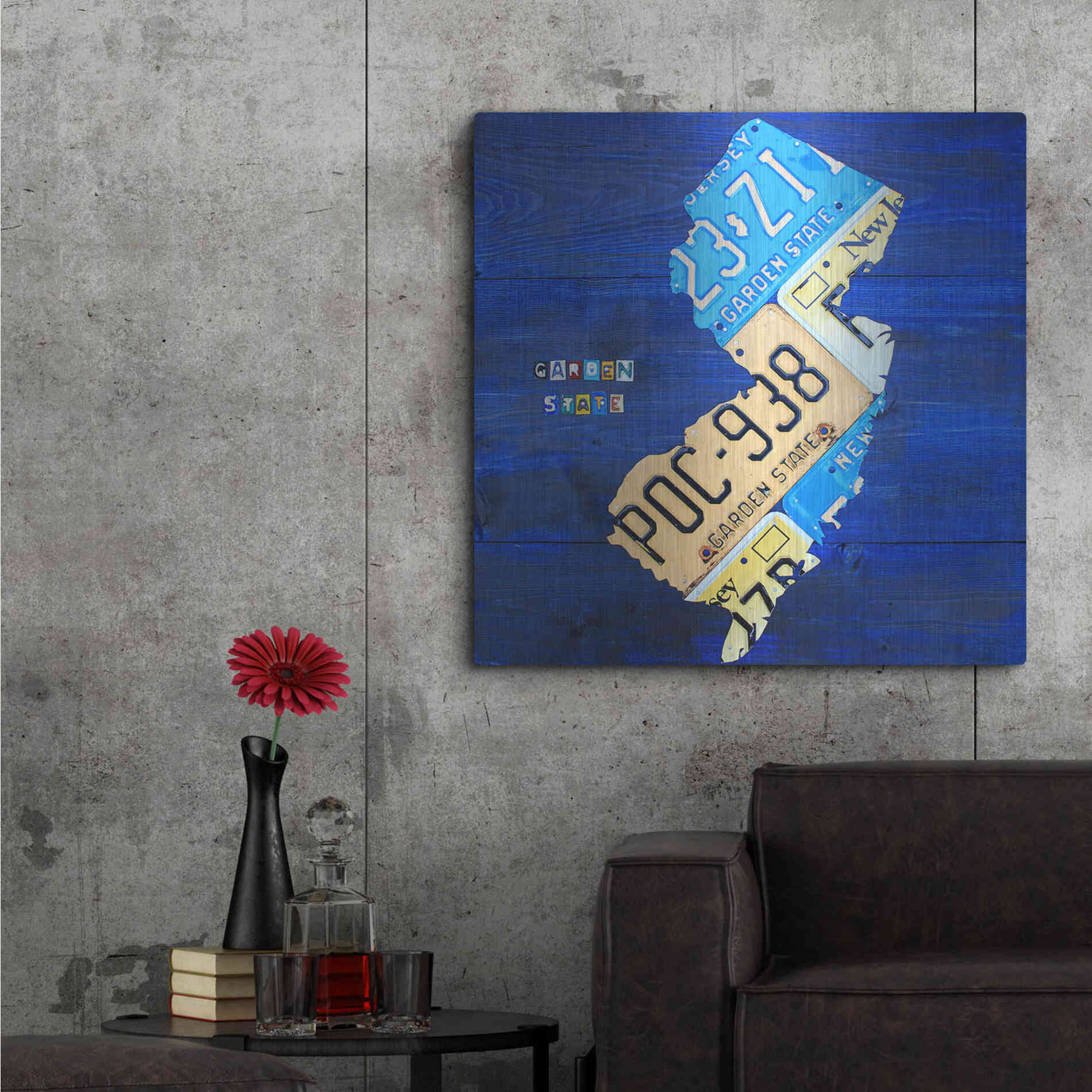 Luxe Metal Art 'New Jersey' by Design Turnpike, Metal Wall Art,36x36