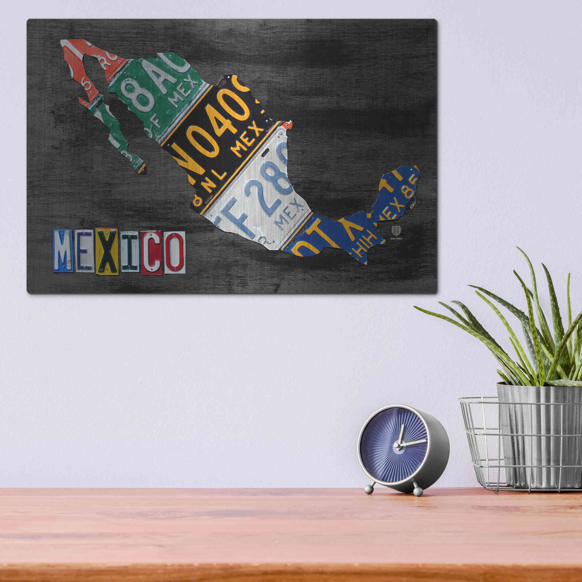 Luxe Metal Art 'Mexico Done Gray' by Design Turnpike, Metal Wall Art,16x12