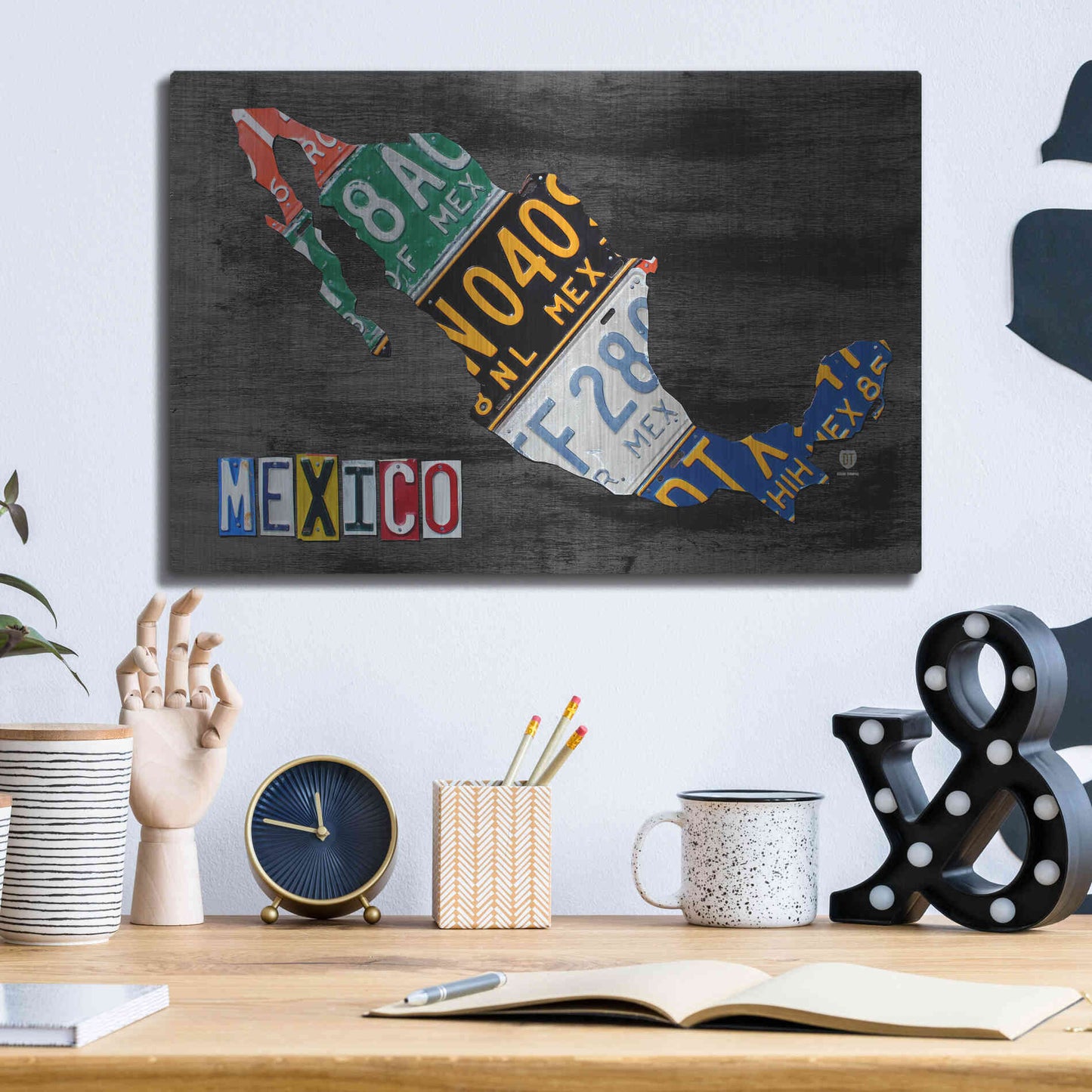 Luxe Metal Art 'Mexico Done Gray' by Design Turnpike, Metal Wall Art,16x12