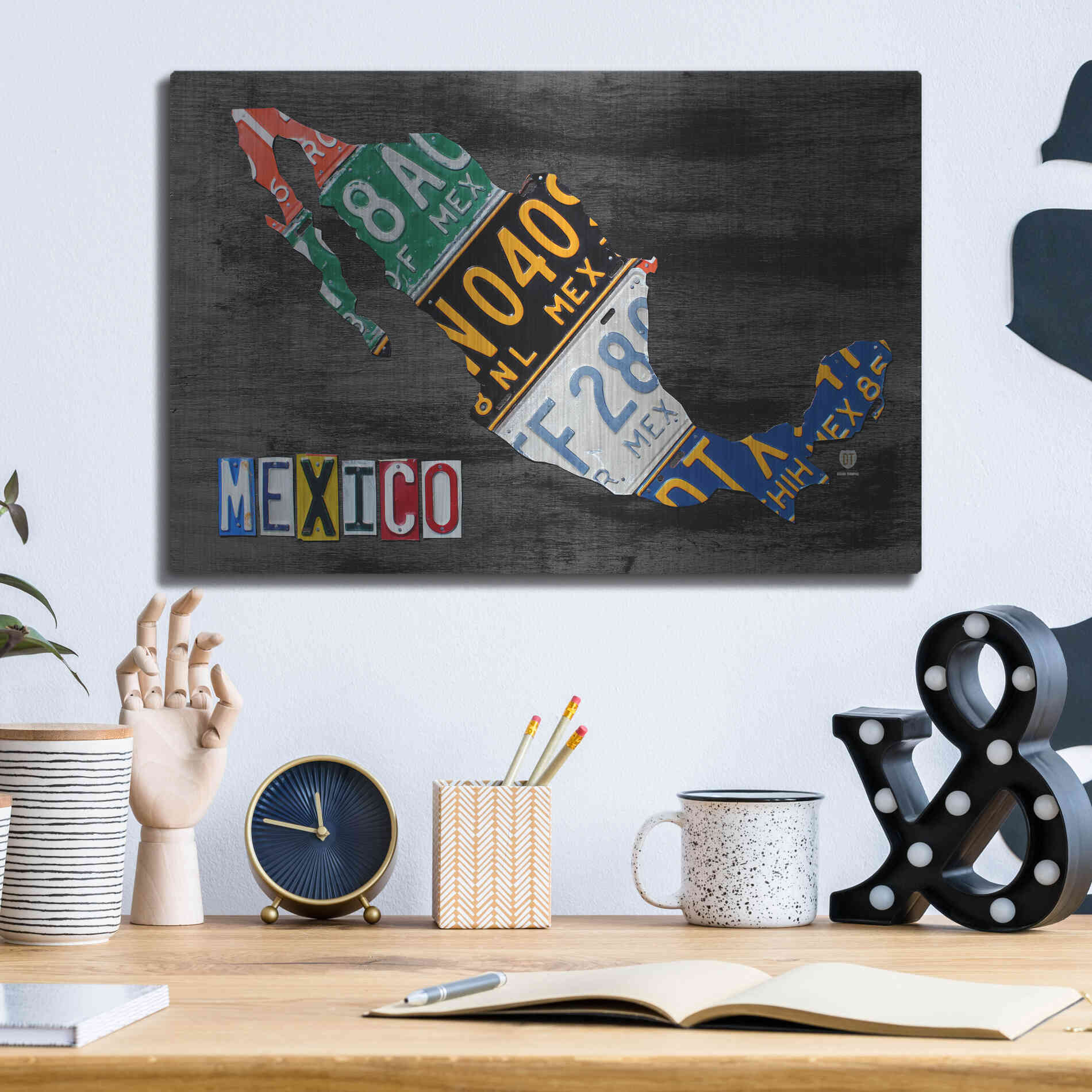 Luxe Metal Art 'Mexico Done Gray' by Design Turnpike, Metal Wall Art,16x12