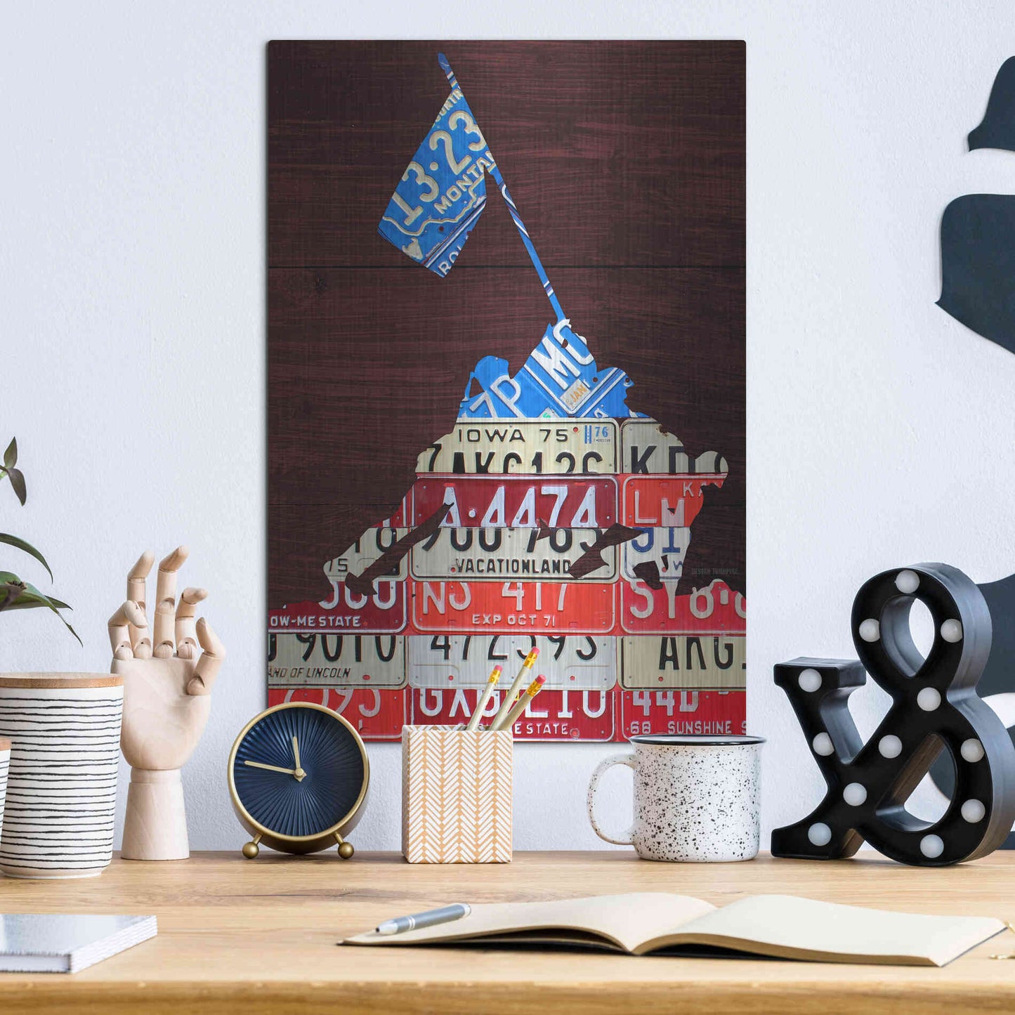 Luxe Metal Art 'Iwo Jima License Plate Art' by Design Turnpike, Metal Wall Art,12x16