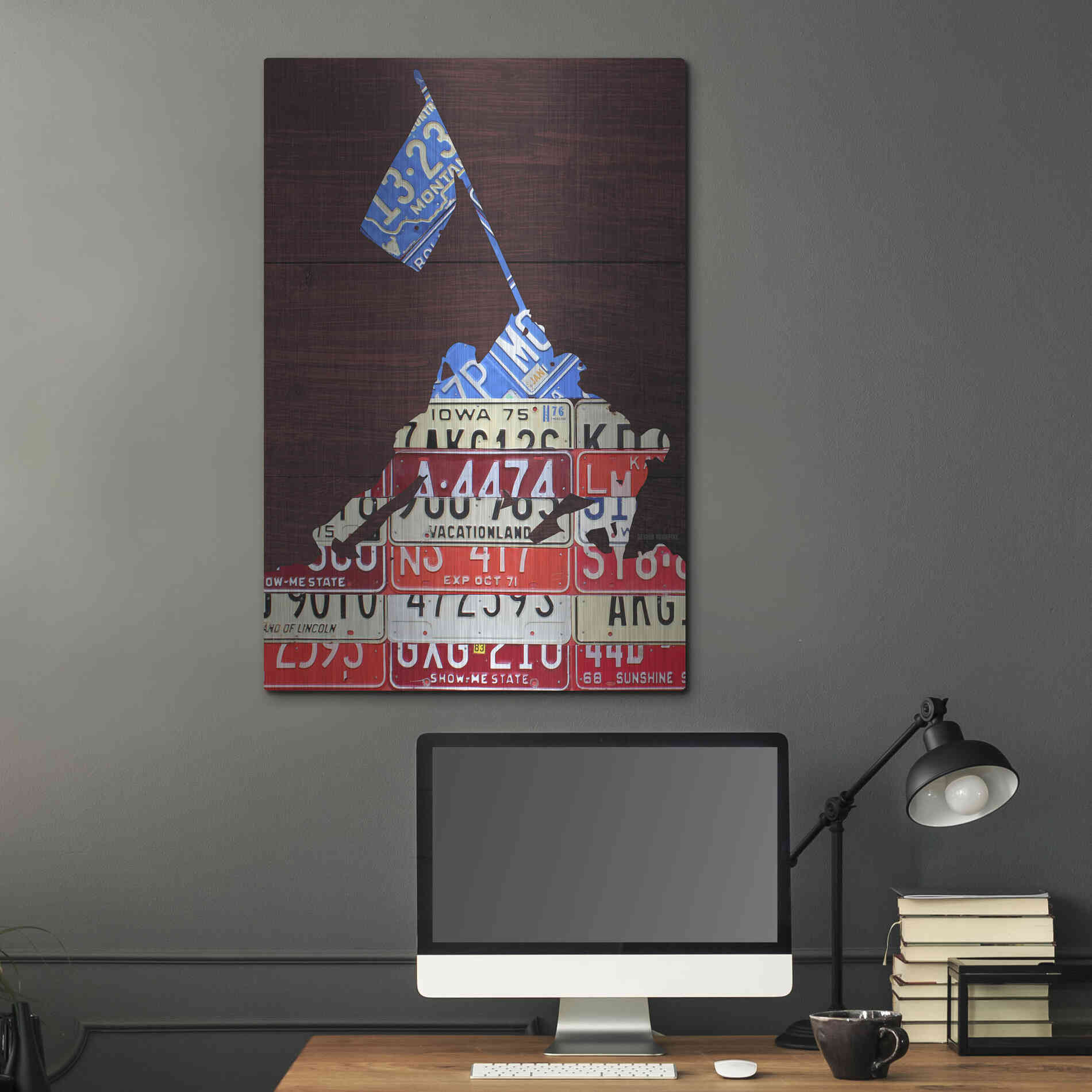 Luxe Metal Art 'Iwo Jima License Plate Art' by Design Turnpike, Metal Wall Art,24x36