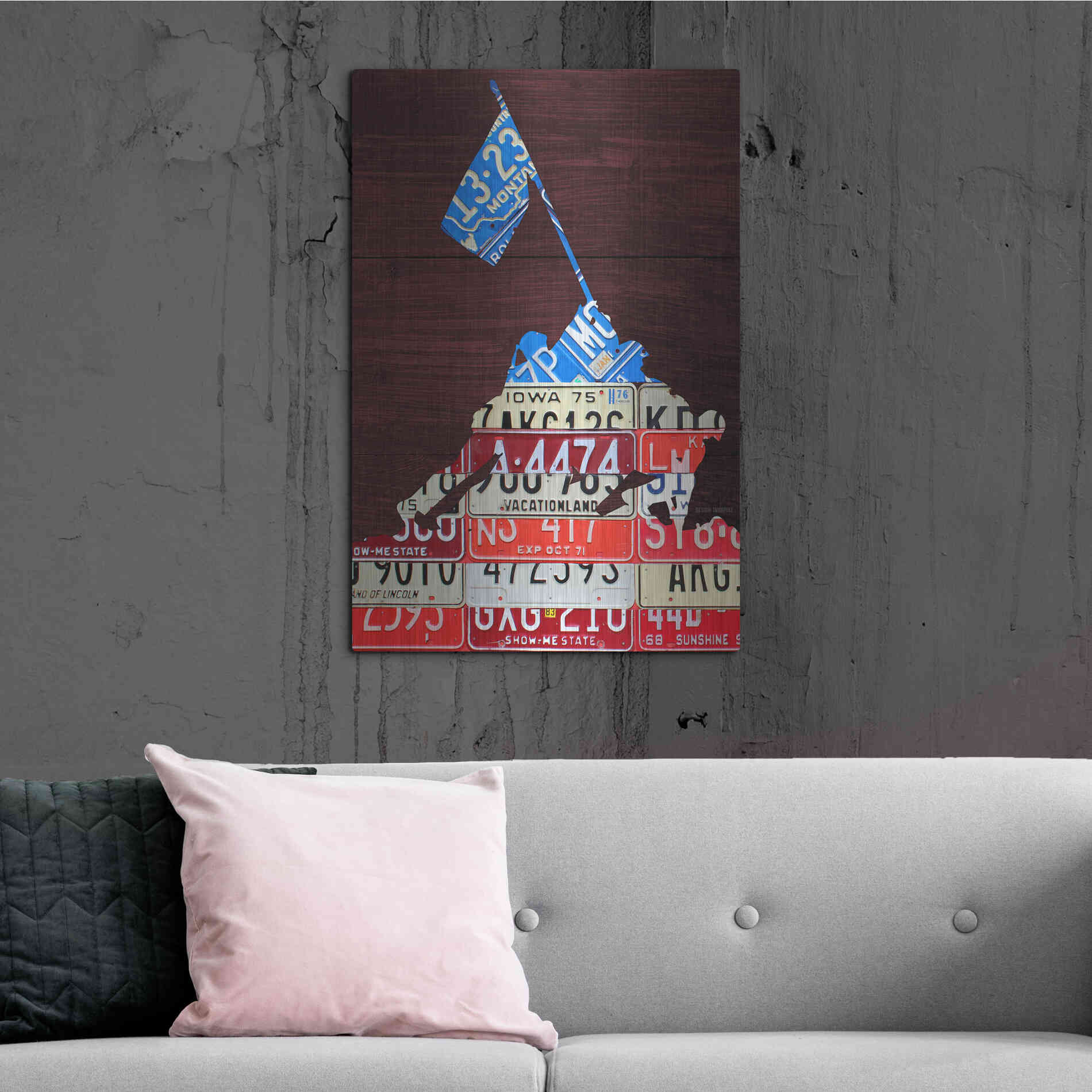 Luxe Metal Art 'Iwo Jima License Plate Art' by Design Turnpike, Metal Wall Art,24x36