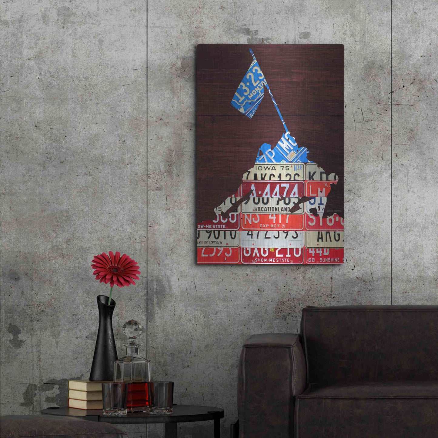 Luxe Metal Art 'Iwo Jima License Plate Art' by Design Turnpike, Metal Wall Art,24x36