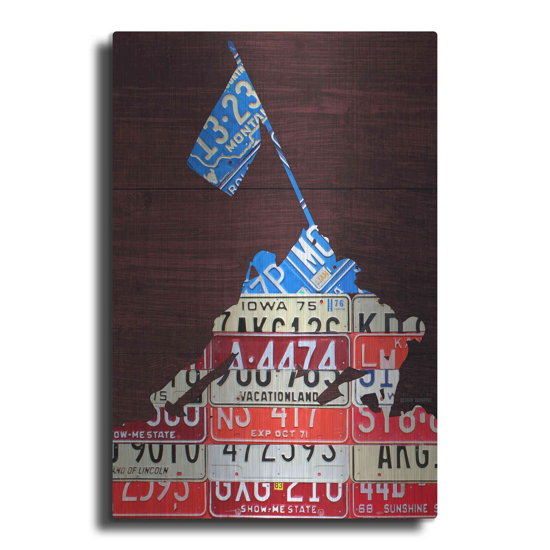 Luxe Metal Art 'Iwo Jima License Plate Art' by Design Turnpike, Metal Wall Art
