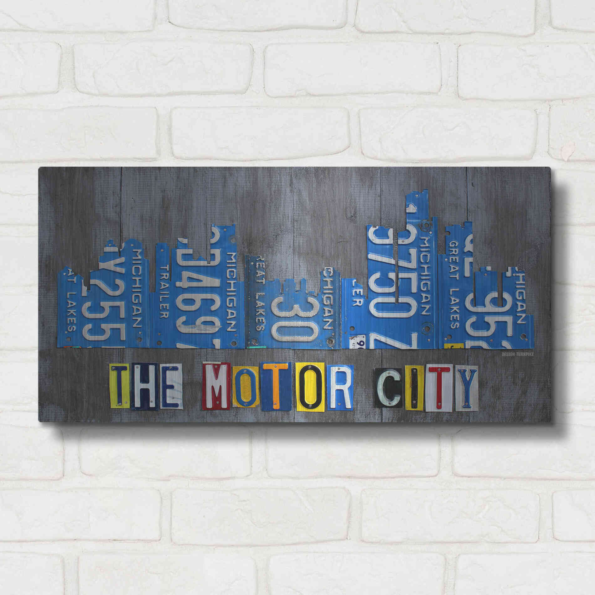 Luxe Metal Art 'Detroit City Skyline License Plate Art' by Design Turnpike, Metal Wall Art,24x12