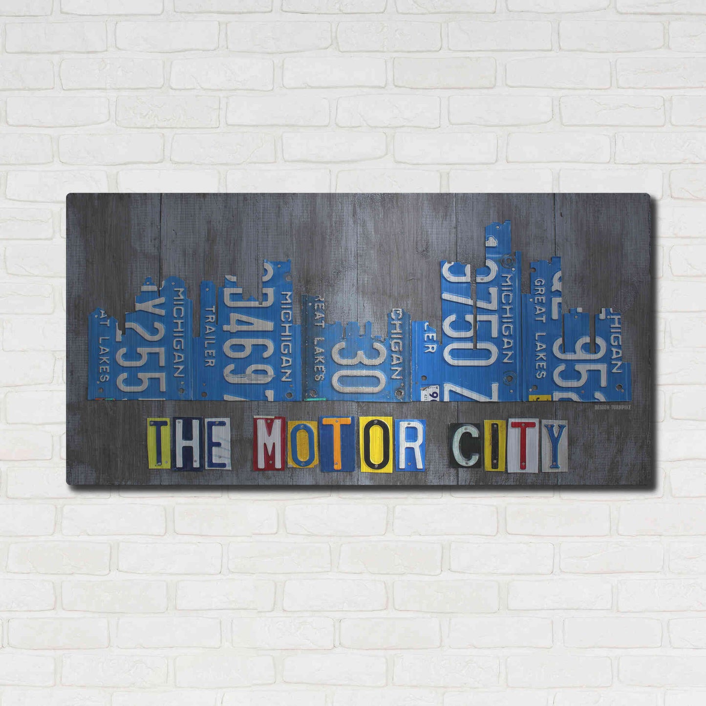 Luxe Metal Art 'Detroit City Skyline License Plate Art' by Design Turnpike, Metal Wall Art,48x24