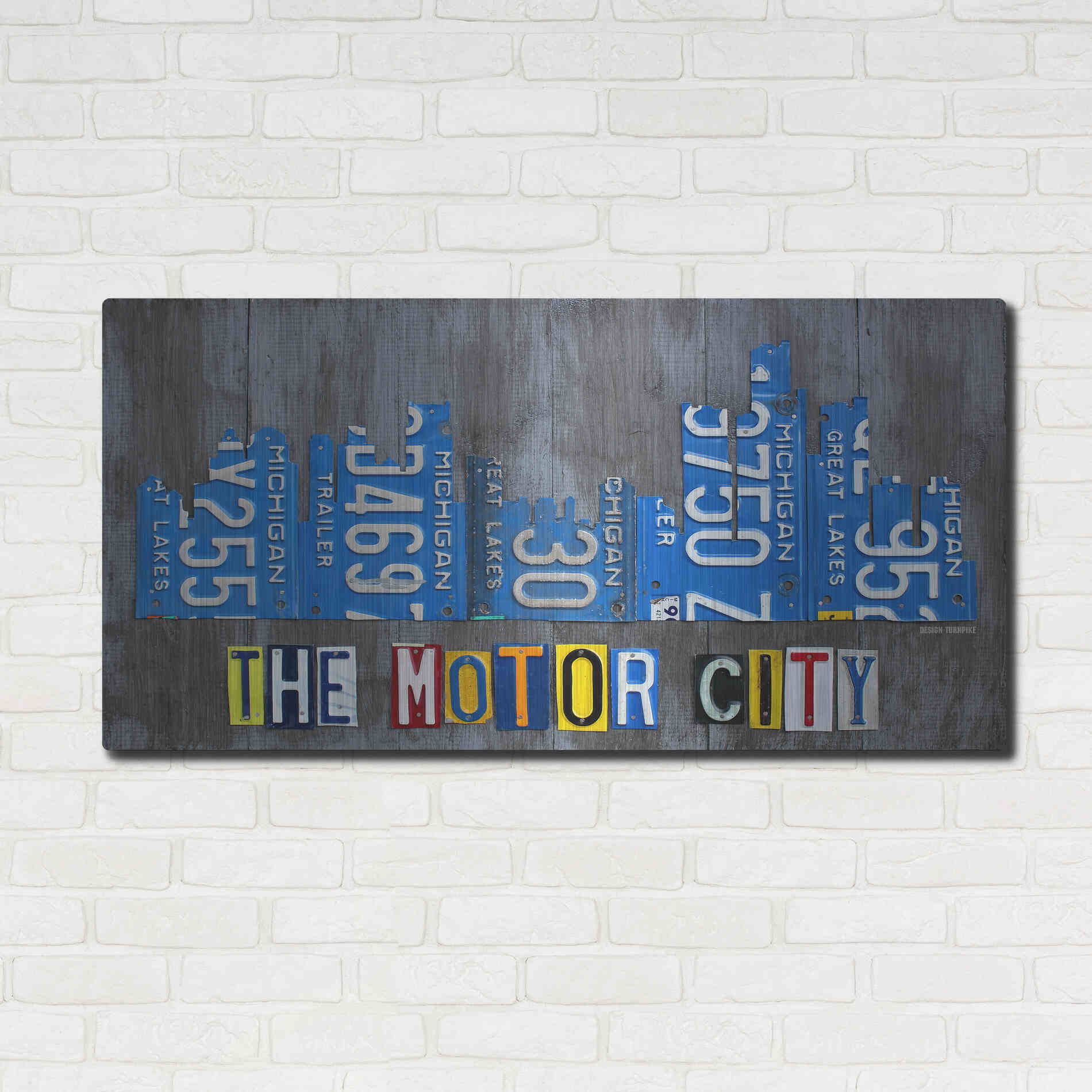 Luxe Metal Art 'Detroit City Skyline License Plate Art' by Design Turnpike, Metal Wall Art,48x24