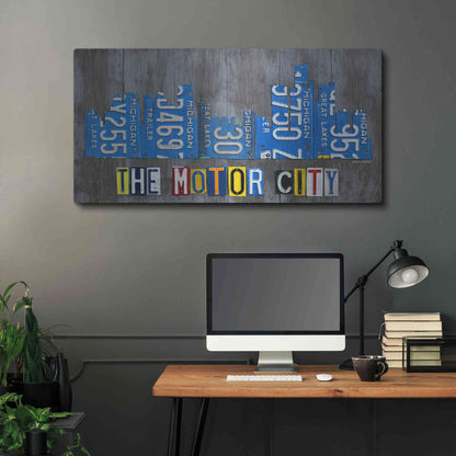 Luxe Metal Art 'Detroit City Skyline License Plate Art' by Design Turnpike, Metal Wall Art,48x24