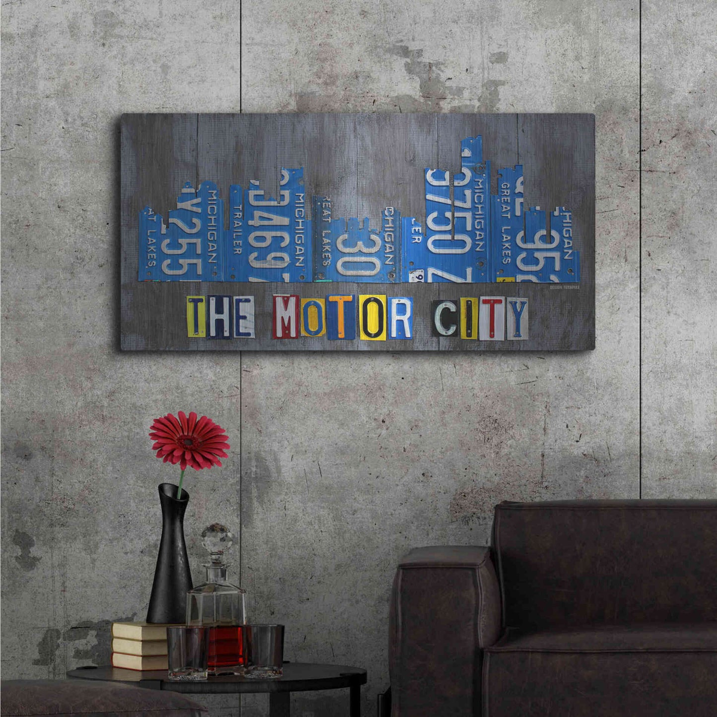 Luxe Metal Art 'Detroit City Skyline License Plate Art' by Design Turnpike, Metal Wall Art,48x24