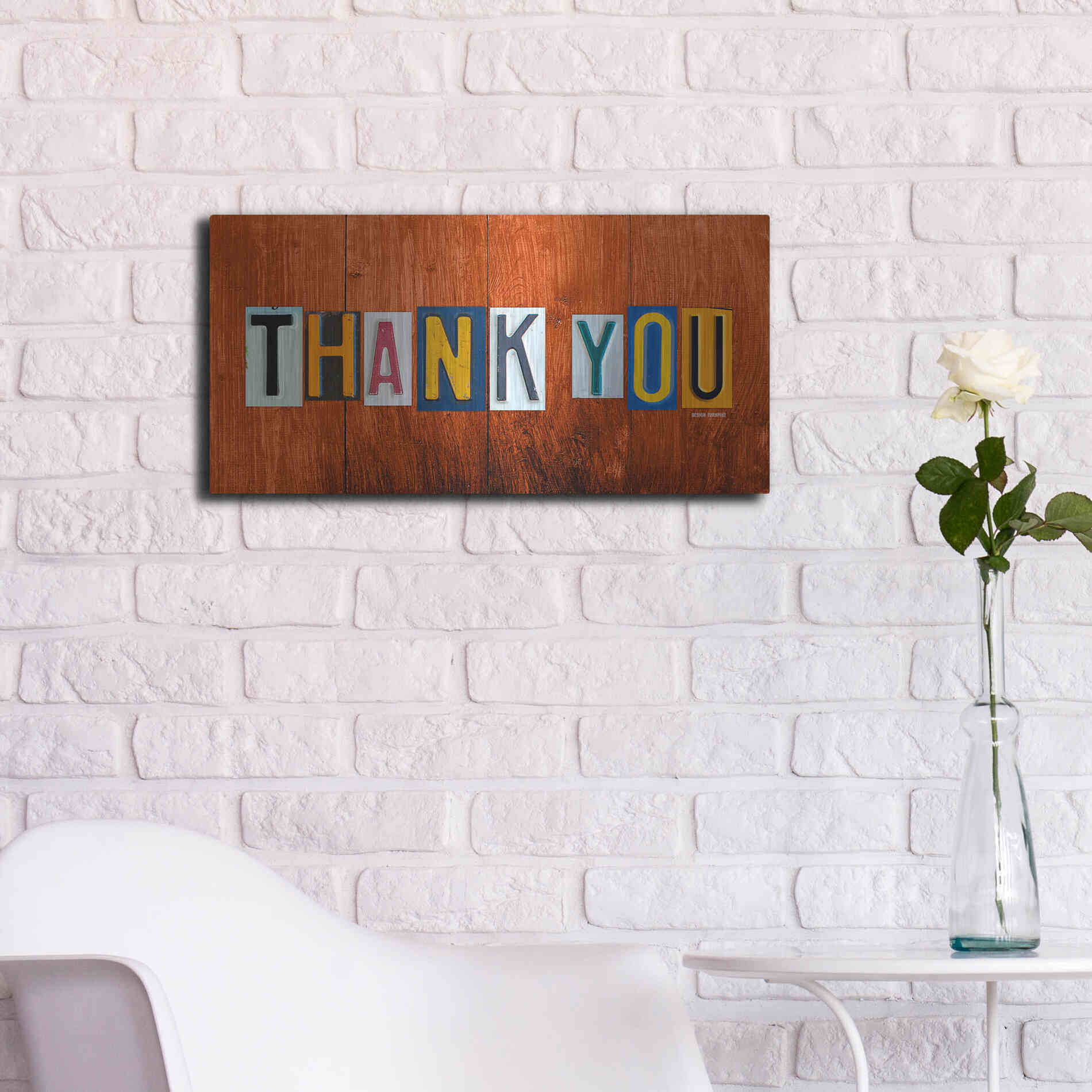 Luxe Metal Art 'Thank You' by Design Turnpike, Metal Wall Art,24x12