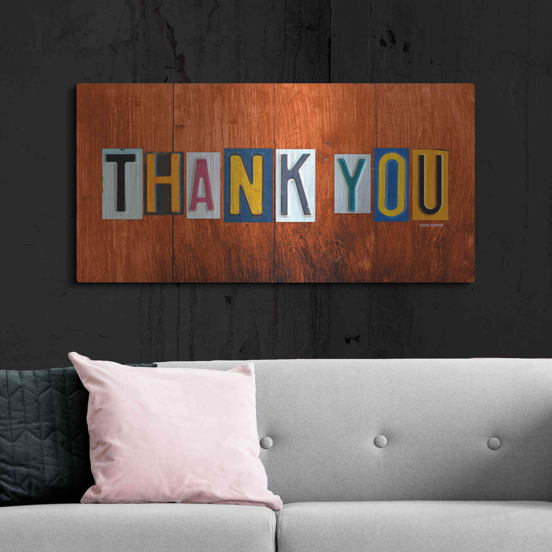Luxe Metal Art 'Thank You' by Design Turnpike, Metal Wall Art,48x24