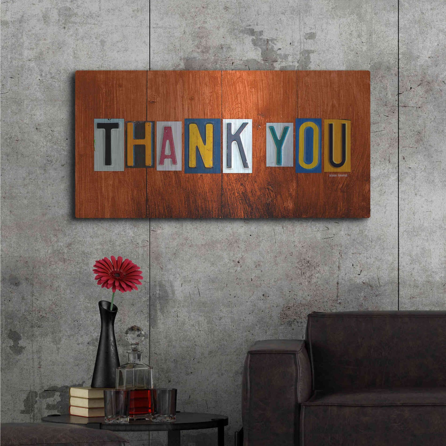 Luxe Metal Art 'Thank You' by Design Turnpike, Metal Wall Art,48x24